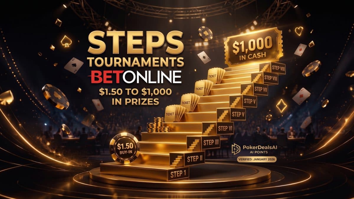 BetOnline Steps Tournaments: Climb from $1.50 to $1,000 Cash